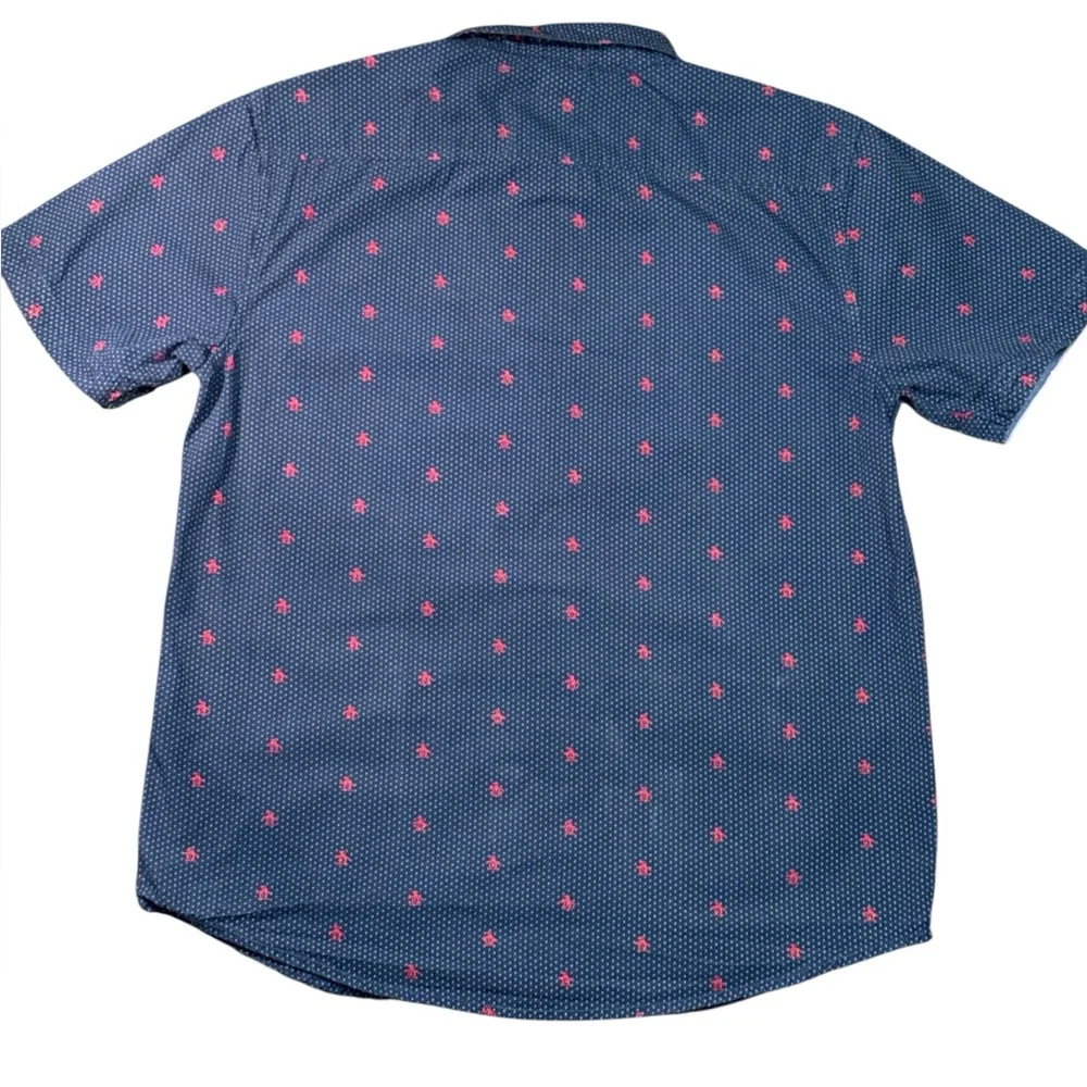 The Original Penguin Big Boys Storm Navy Button-Up Shirt‎ Red Penguins 14/16Y